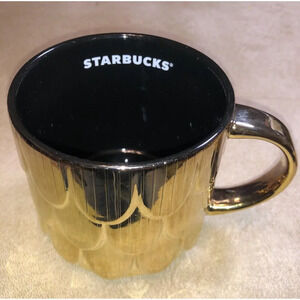 2019‎ Starbucks Mug Ceramic Gold Mermaid Scales Scalloped Coffee Mug 14oz Cup
